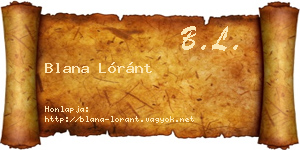 Blana Lóránt névjegykártya